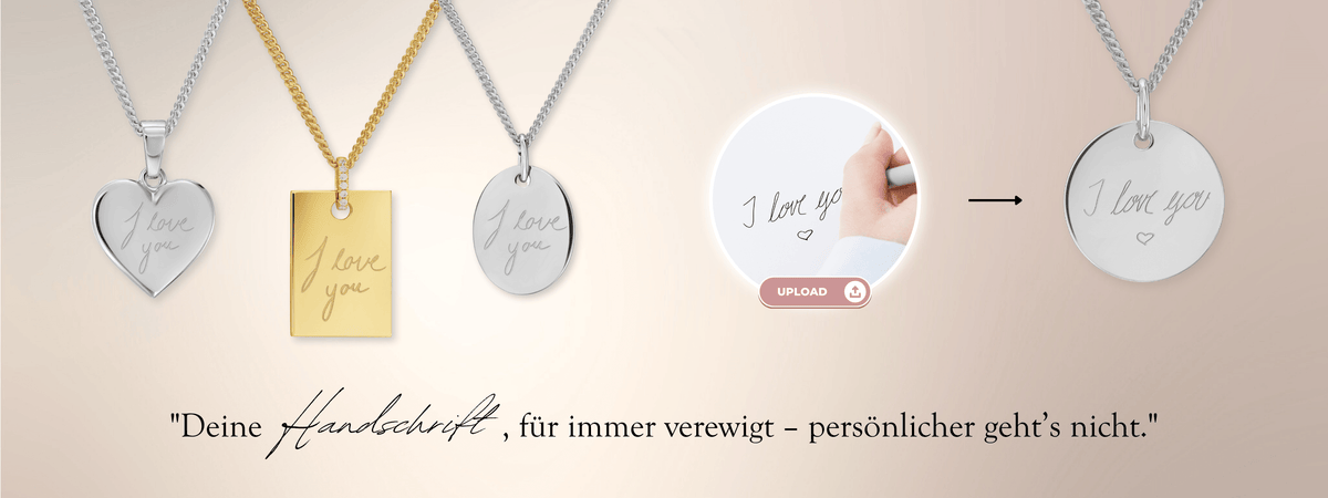 Schmuck mit Handschrift Gravur