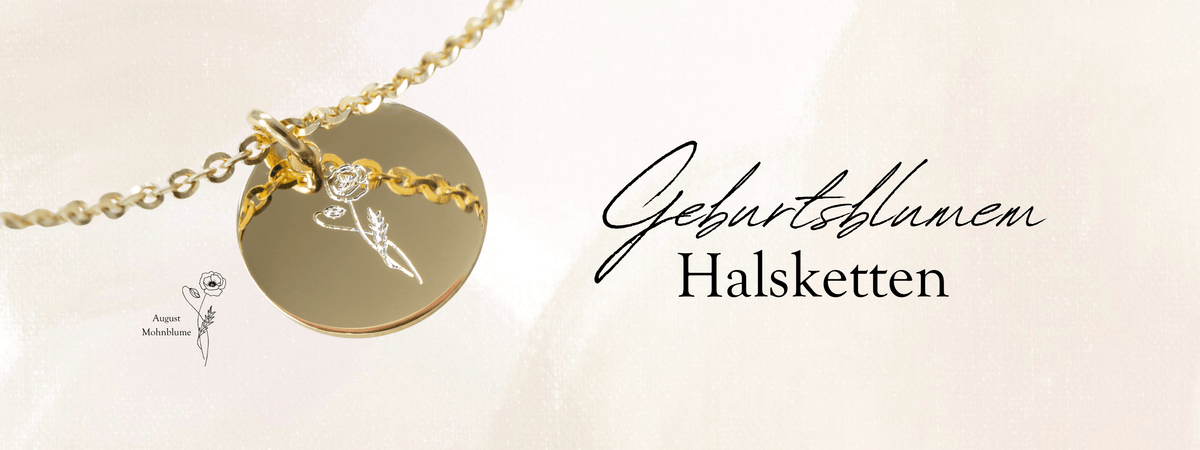 Gravurhalsketten Damen - Geburtsblume - 333/585 Gold