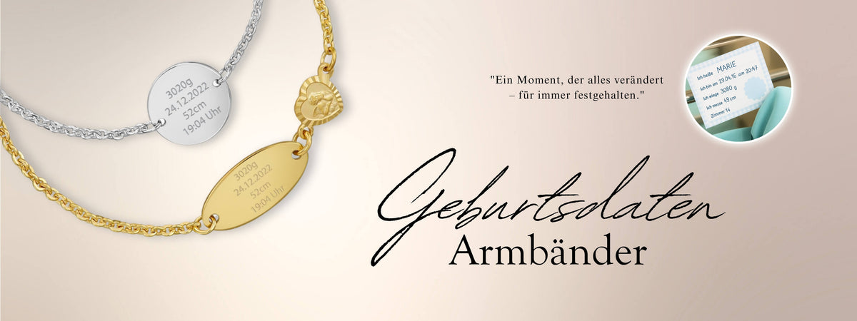 Kinder/Babies Gravurarmbänder - Geburtsdaten - 333/585 Gold