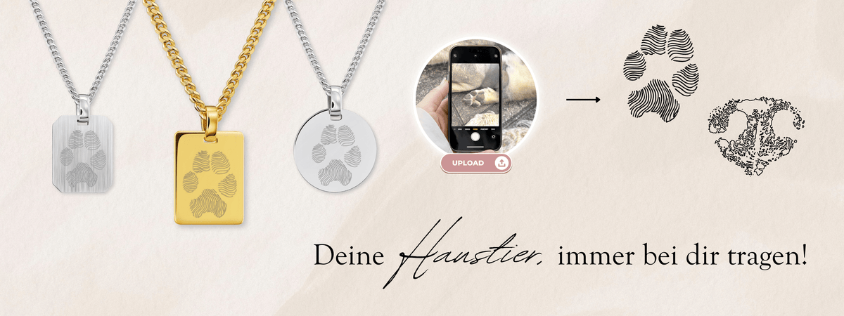 Gravurhalsketten Herren - Pfotenabdruck/Nasenabdruck - 333/585 Gold