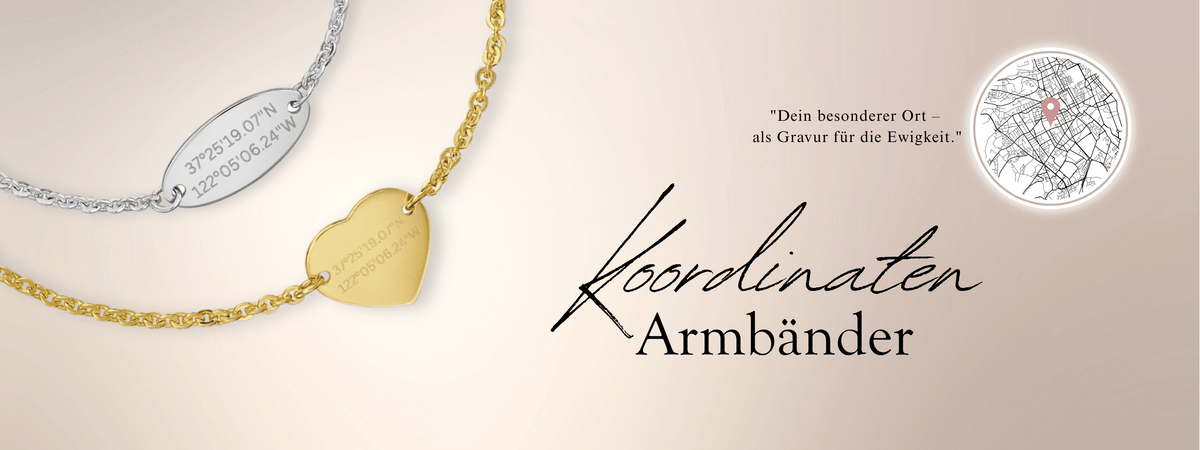 Gravurarmbänder Damen – Koordinaten - 333/585 Gold