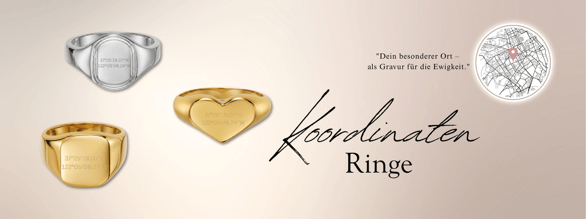 Gravurringe Damen - Koordinaten - Edelstahl
