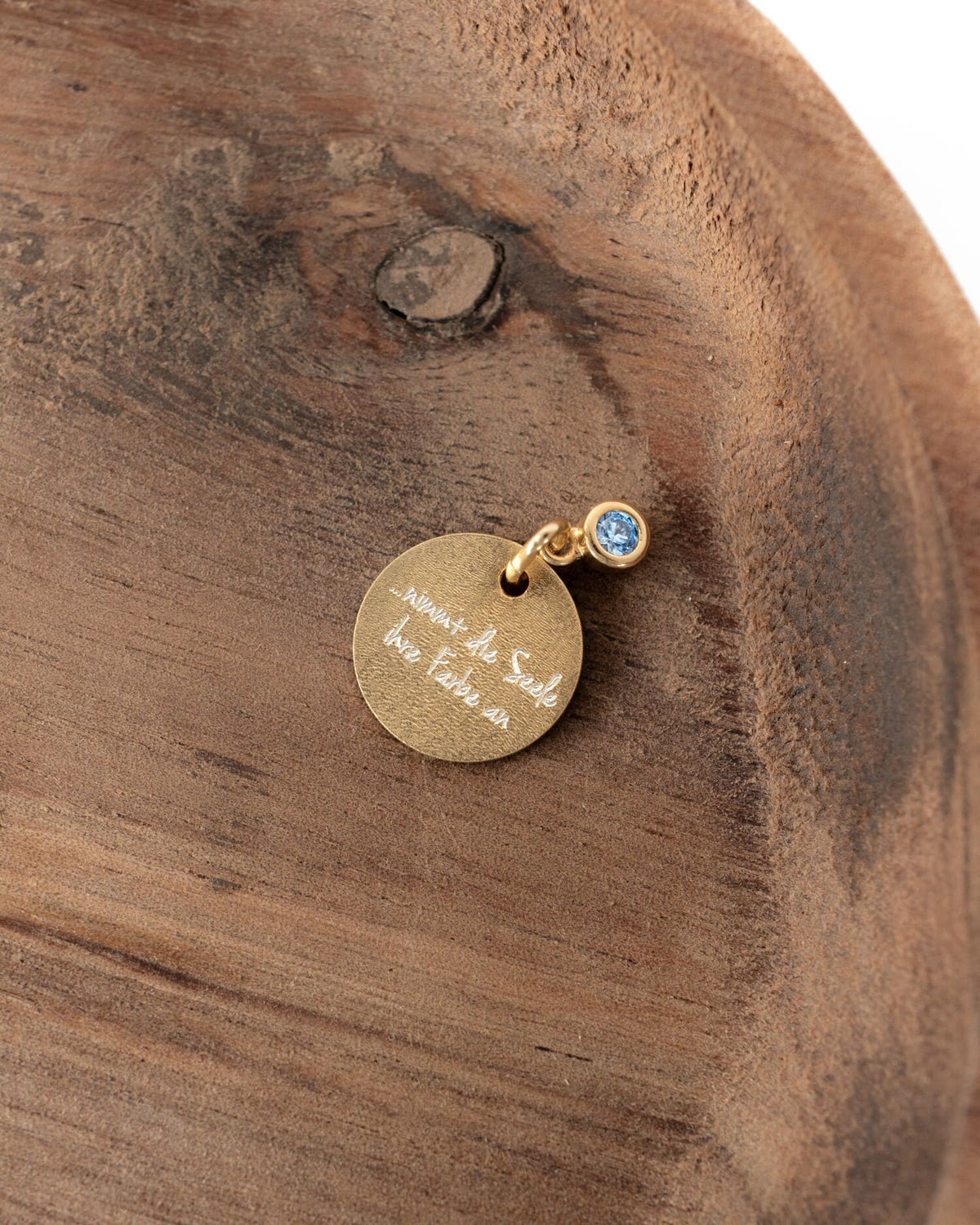 Gravurplatten Anhänger Halskette Zirkonia Blau 12mm