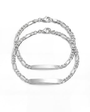 Partnerarmbanden, gegraveerde armband Figaro